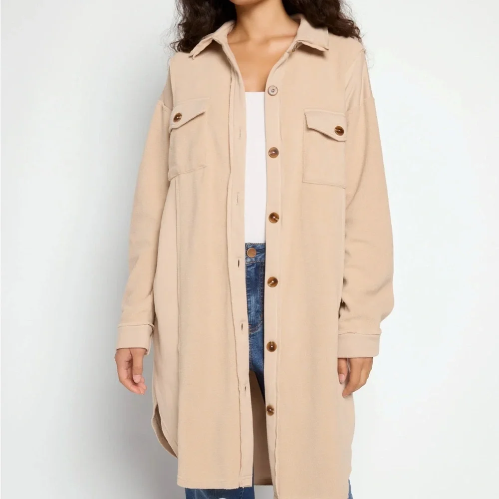 Fleece Longline Shacket - Picture 2 of 3